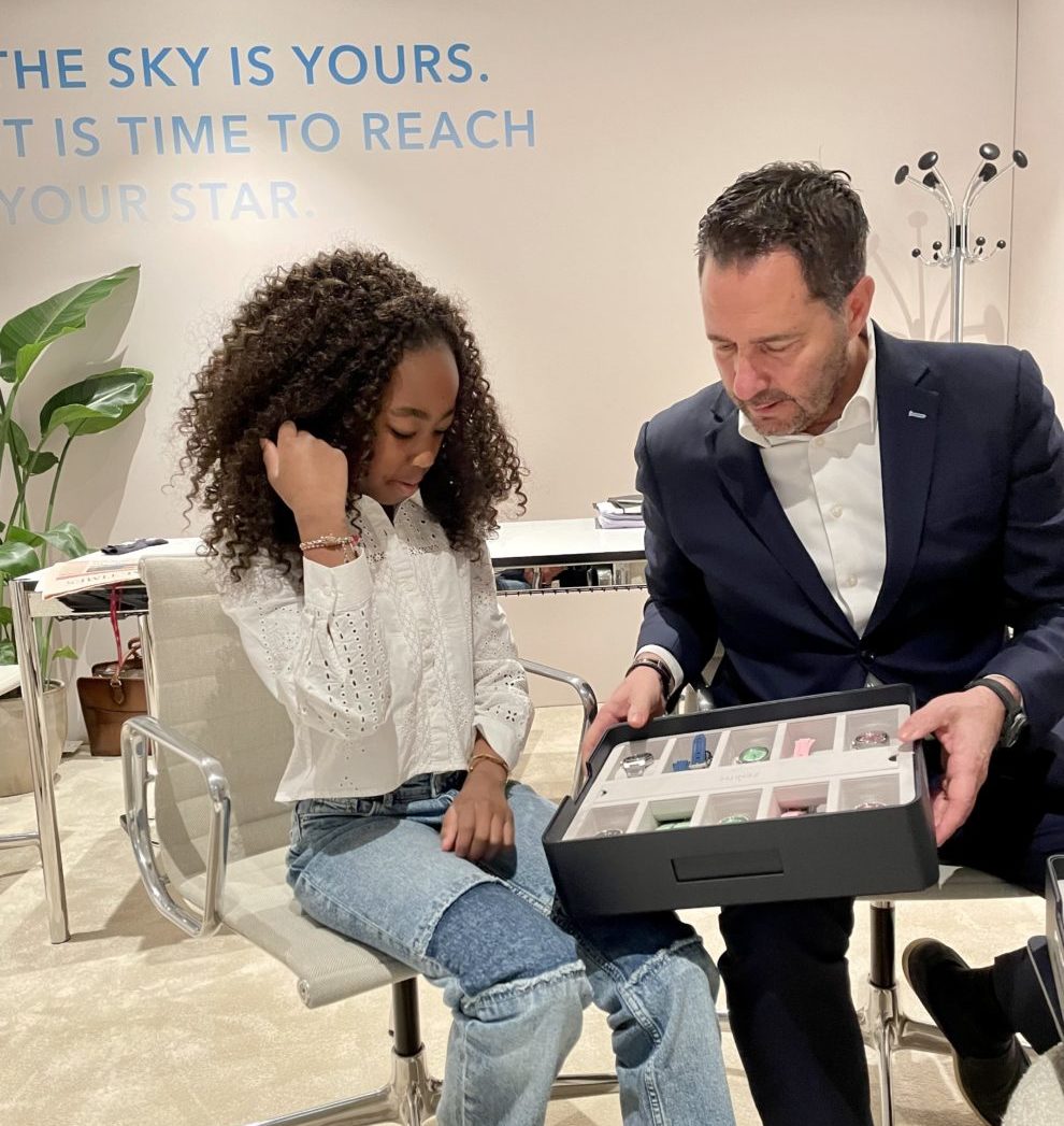 Julien Tornare and Amandine looking at the 2023 Zenith new watches
