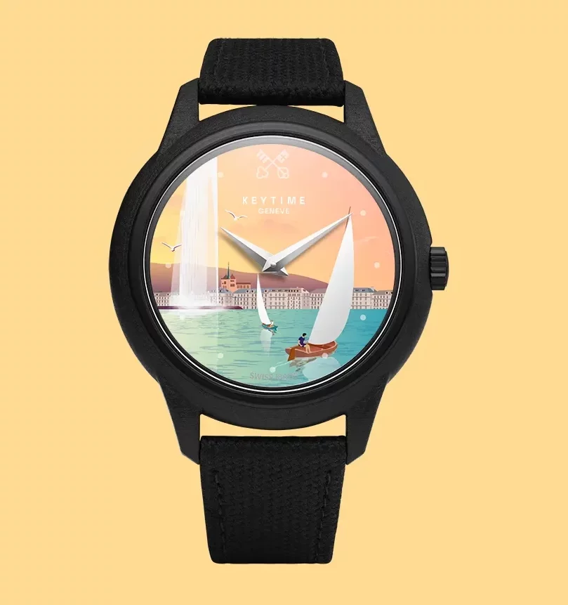Montre modèle Eté Genevois 2026 de Keytime avec vue sur la Rade